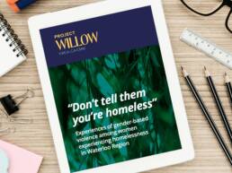 Report on a tablet that reads Don't tell them you're homeless